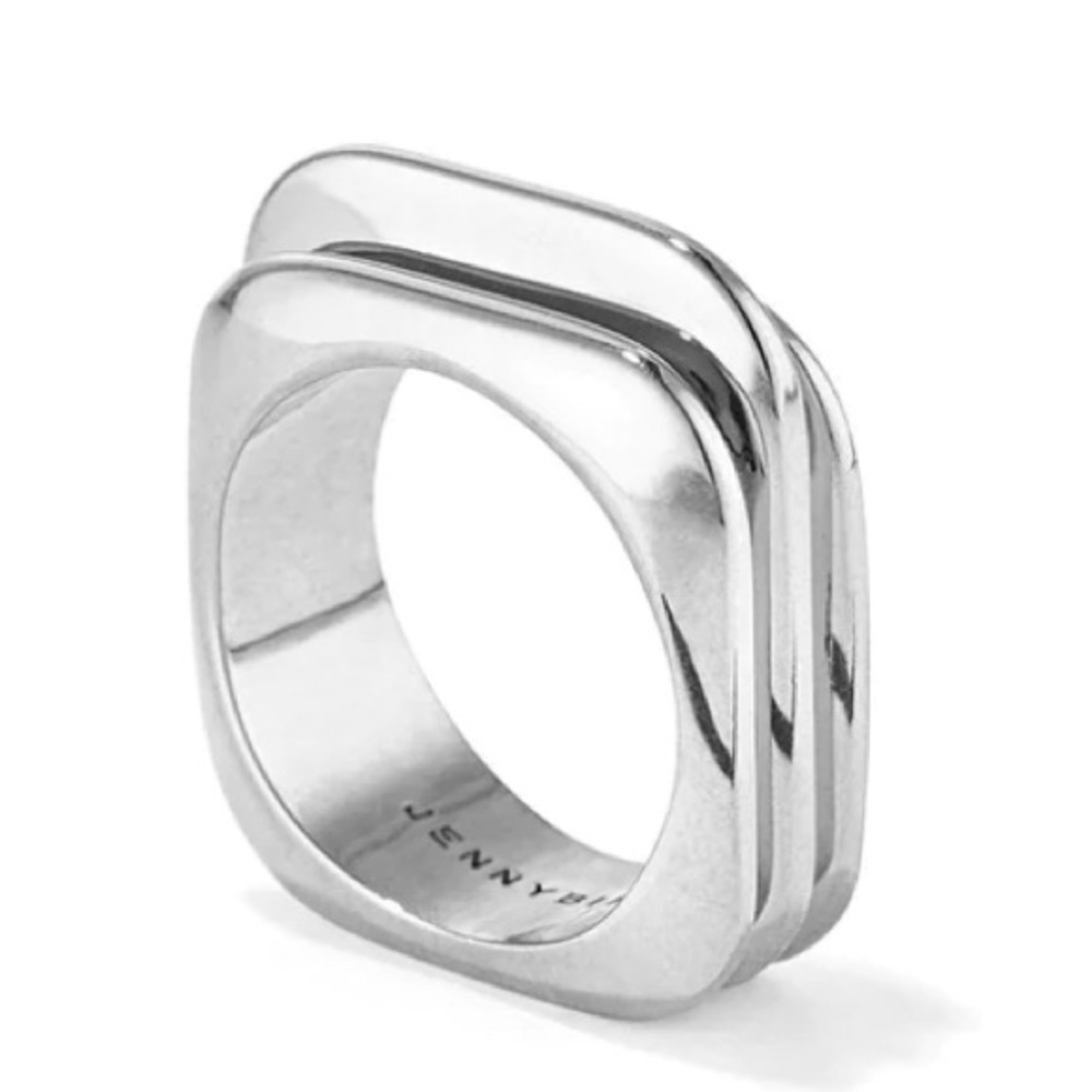 Jenny Bird Silver Stacked Square Ring